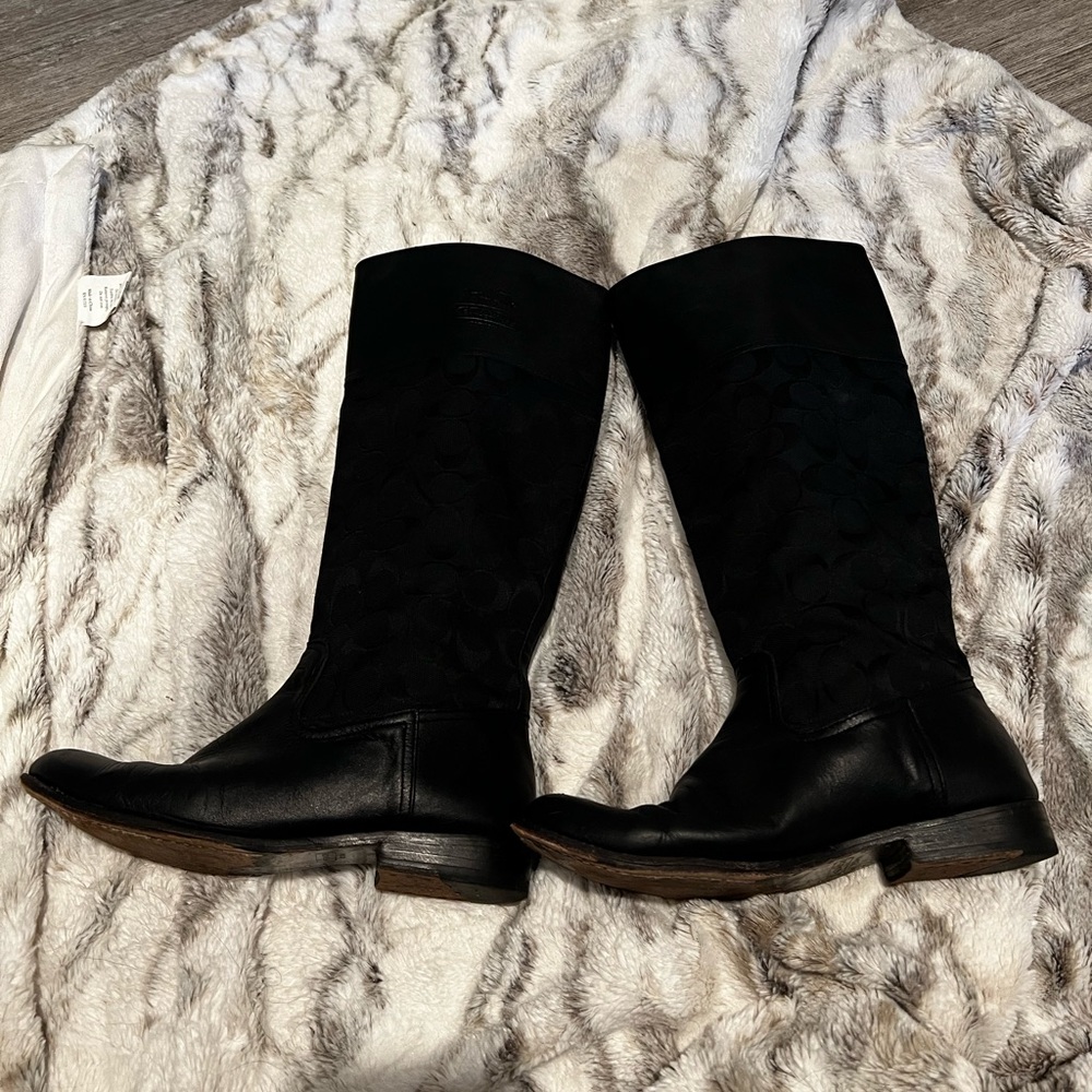 Coach Black Genuine Leather Knee High Boots Women’s Size 8.5